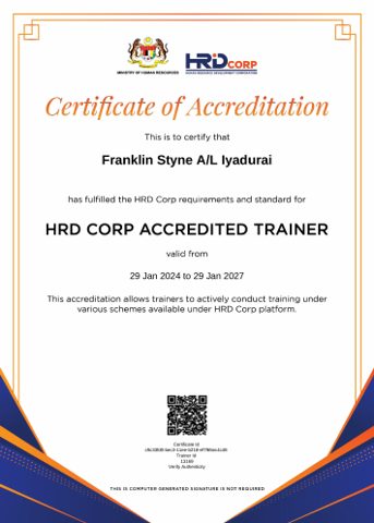 Preview of HRD Corp Accredited Trainer Certificate