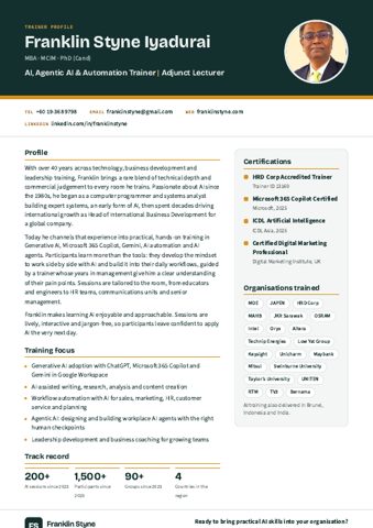 Preview of Trainer Profile